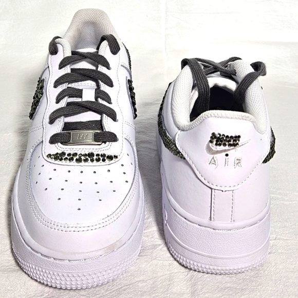 πNew Nike Air Force1 Sneaker Shoes Custom w/ Black Rhinestone Crystals π - Picture 4 of 8